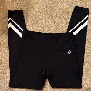 Tory Sport Black Leggings with White Stripes